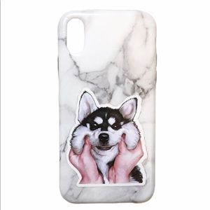 iPhone X Phone Case Marble with Dog Sticker